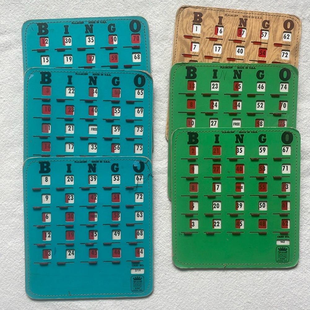 Set of 6 vintage Pla-mor bongo boards